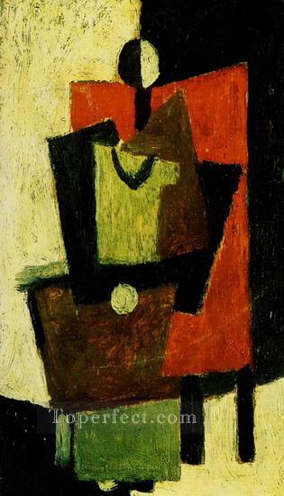 Femme assise dans un fauteuil rouge 1918 Cubism Oil Paintings